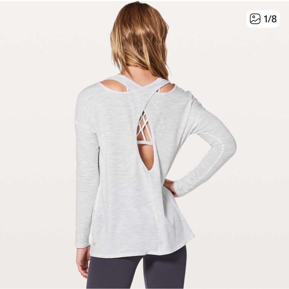 Lululemon back into it long sleeve open back top women’s size 6 gray